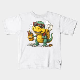 100 days of school T-Rex With Glasses Kids T-Shirt